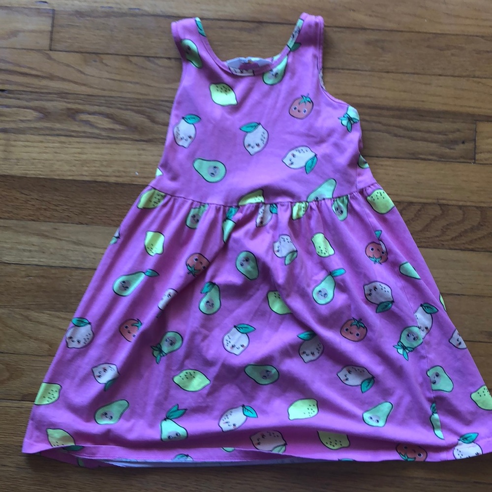 H&M 6x/7 girls pink avocado lime dress